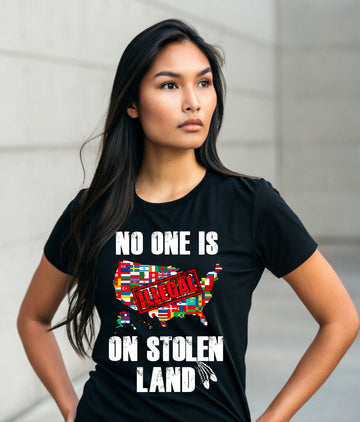 Illegal on Stolen Land Unisex Black Tee
