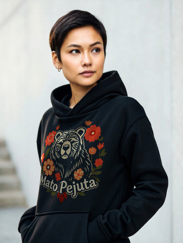 Mato Pejuta Floral Black Unisex Hoodie