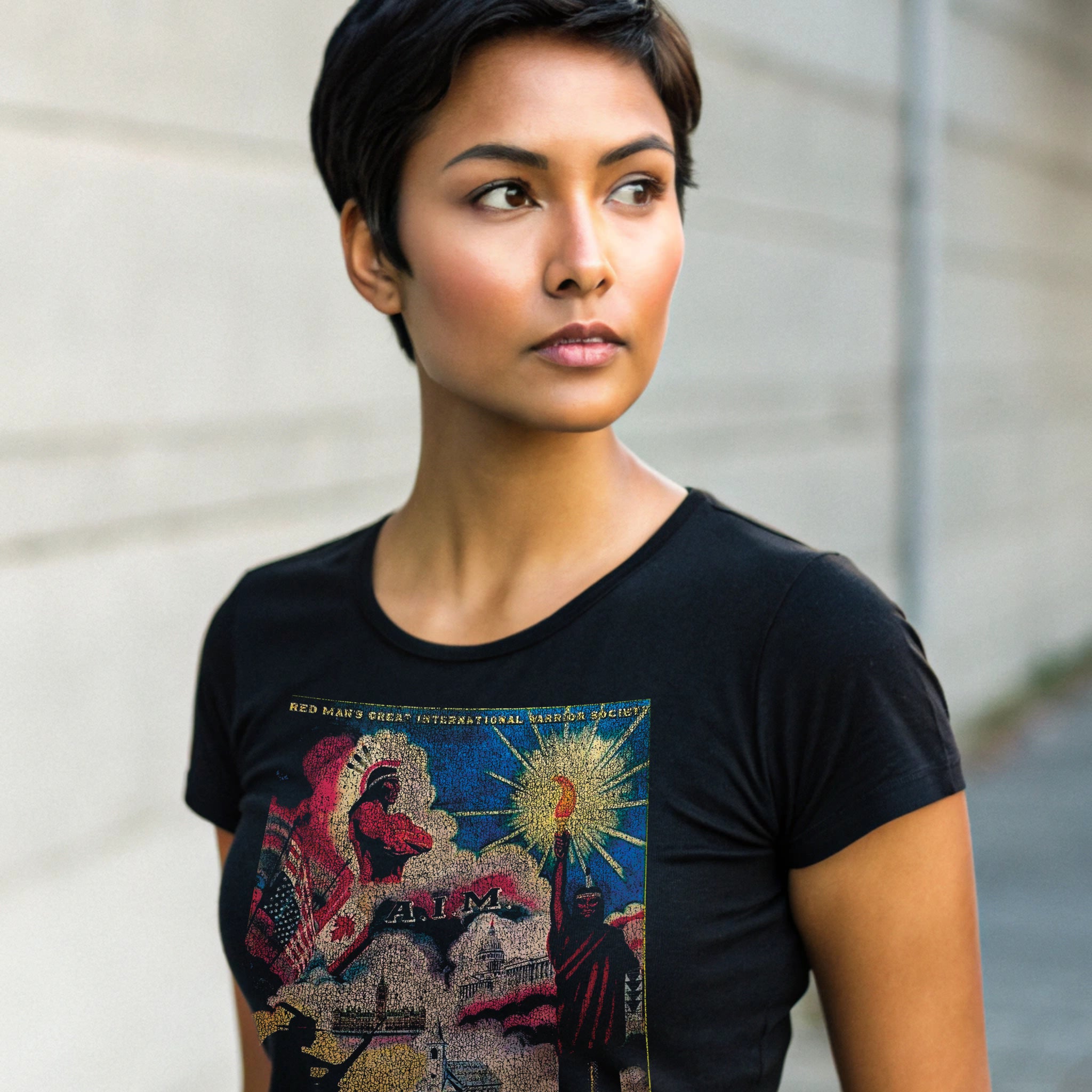 AIM Poster Retro Black Woman Fit Tee