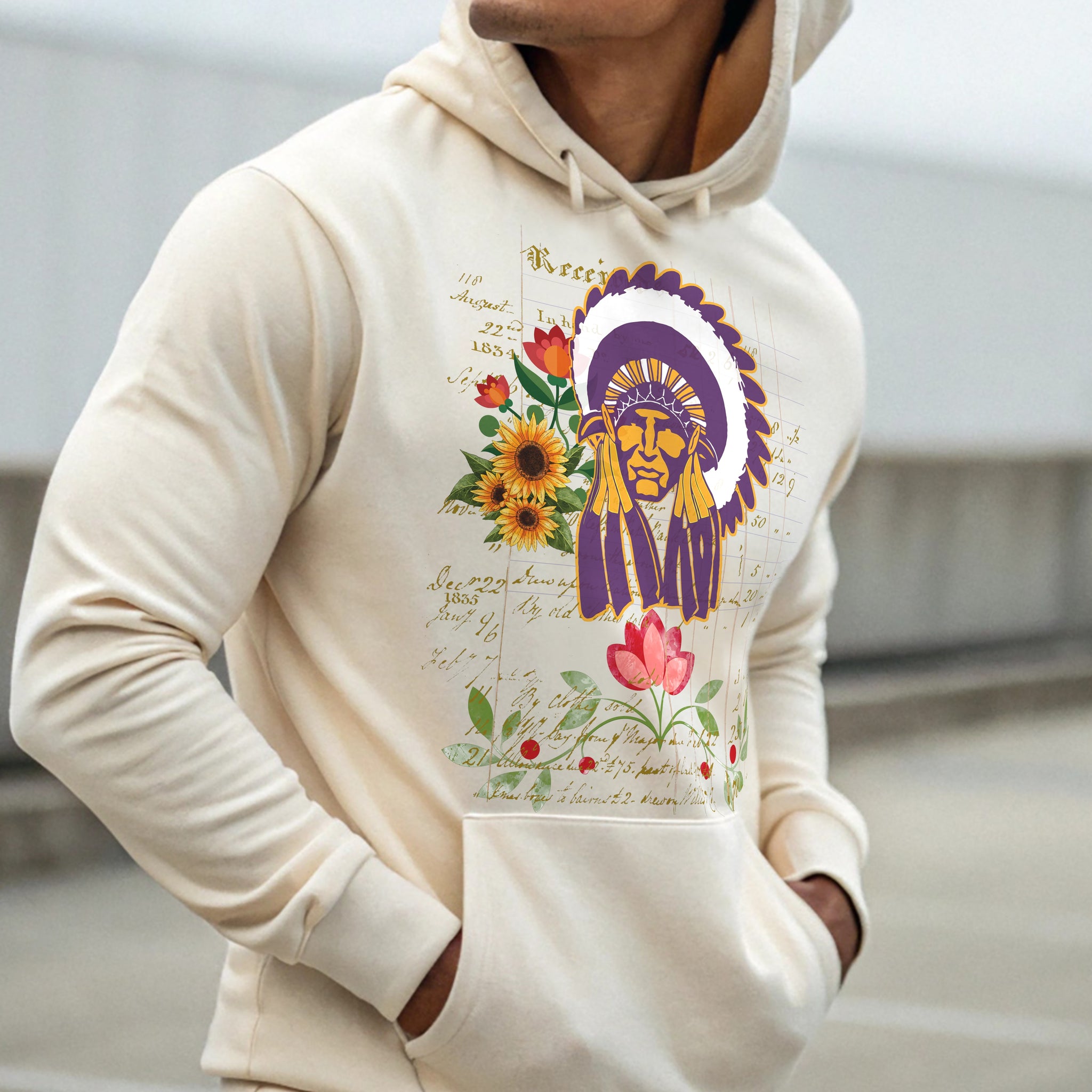 Cream Haskell Ledger Floral Hoodie Unisex