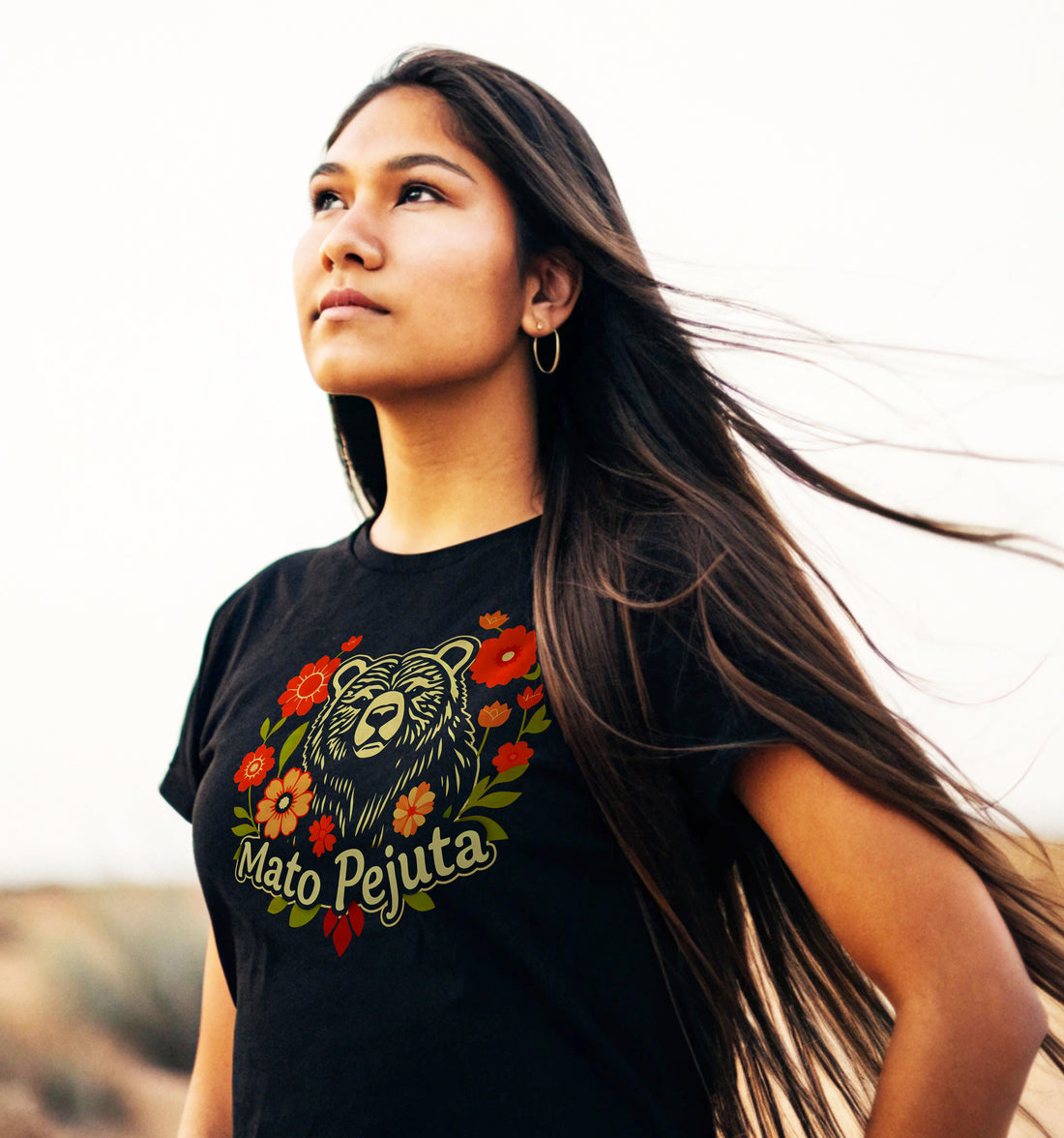 Mato Pejuta Floral Black Unisex Tee